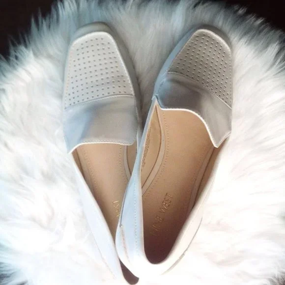 New Nine West Cream Patent Flats Loafer Slip On Shoes  Women's Size 9M - Picture 4 of 11